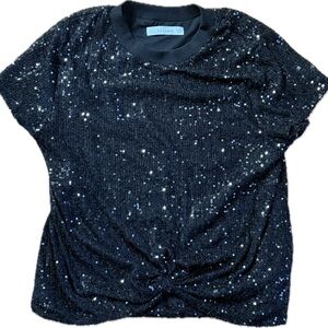 SIX/FIFTY BLACK SEQUIN LINED SEXY TOP SMALL
